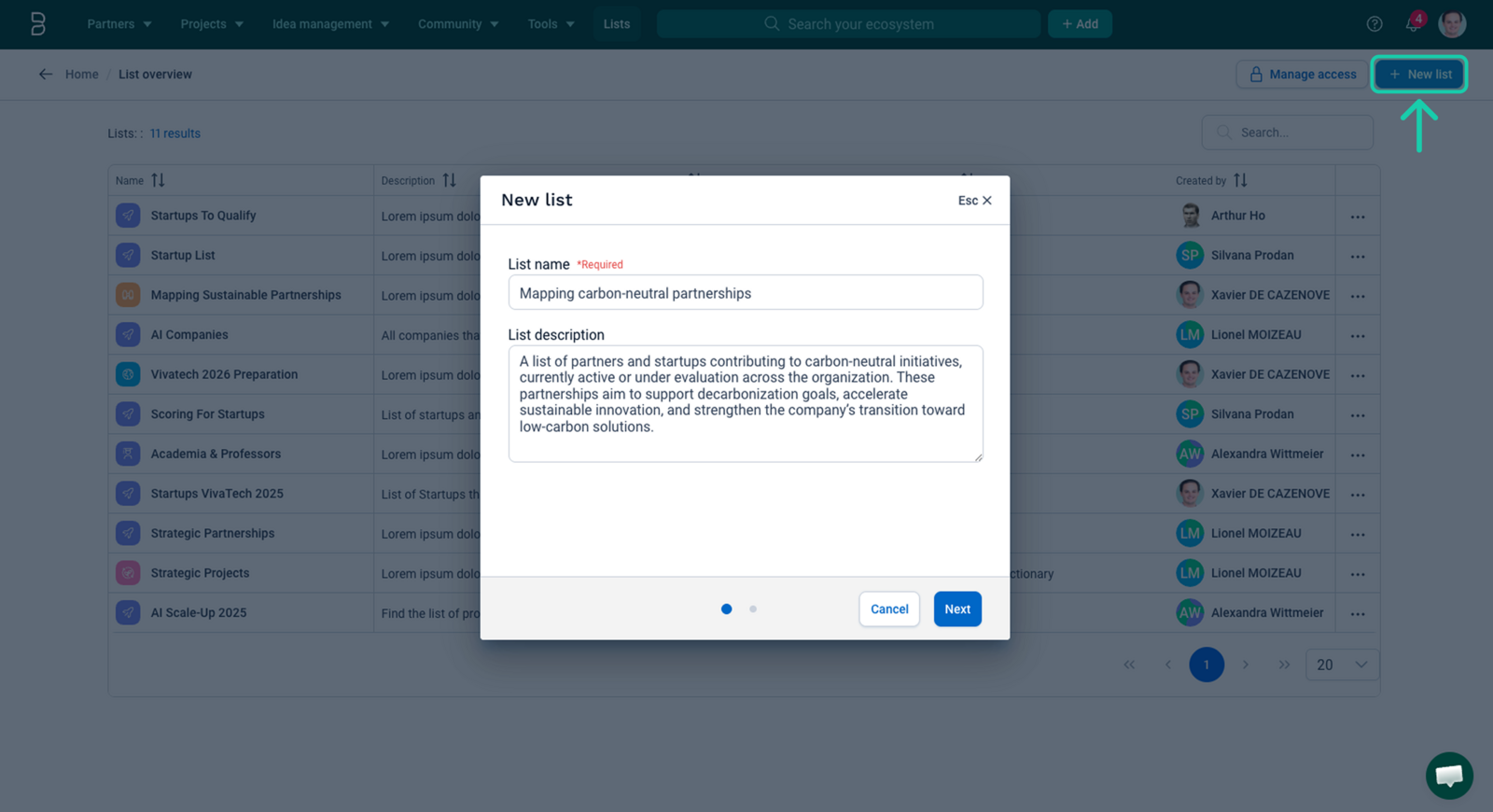 Create new list