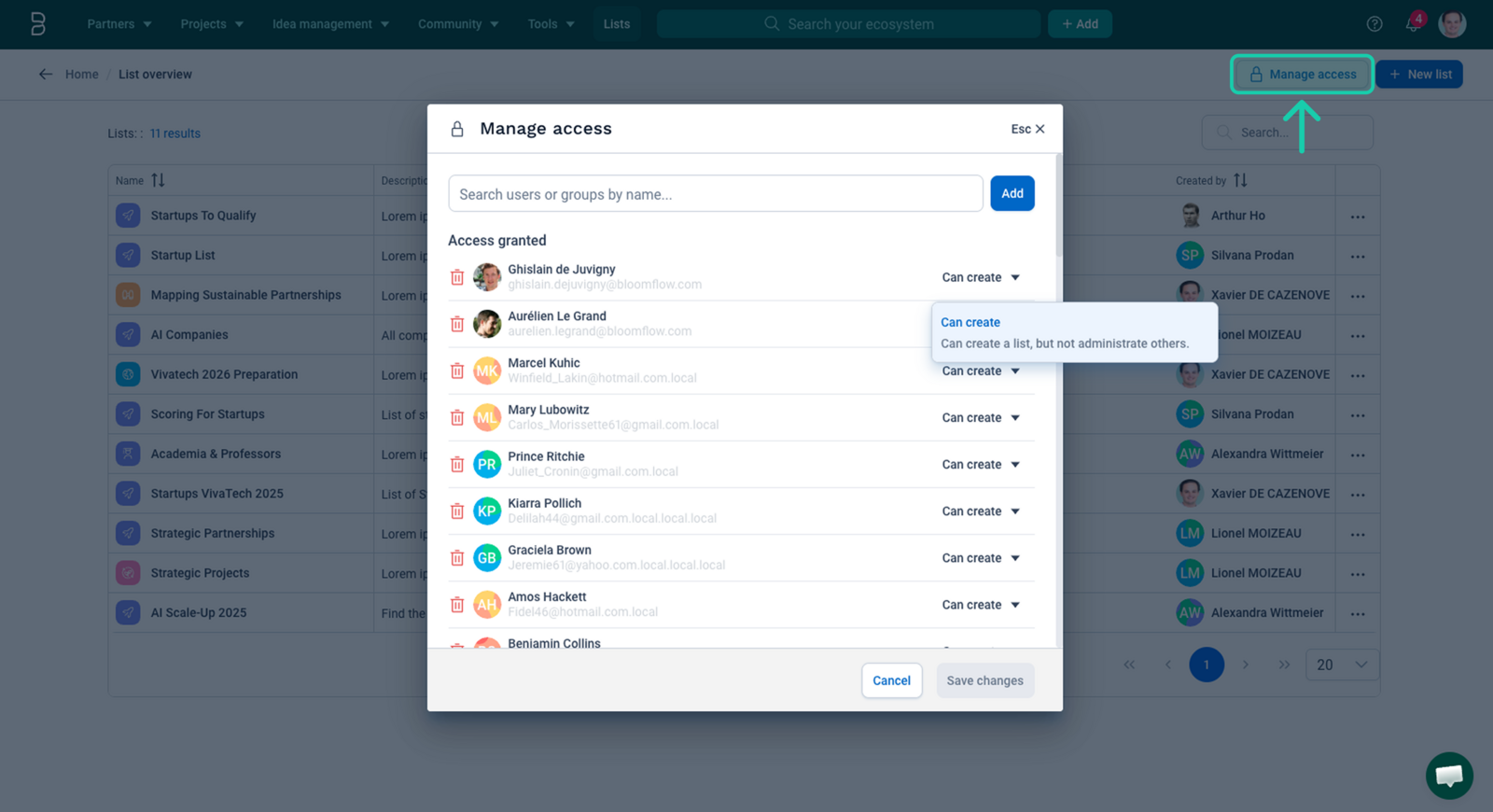 Manage creators