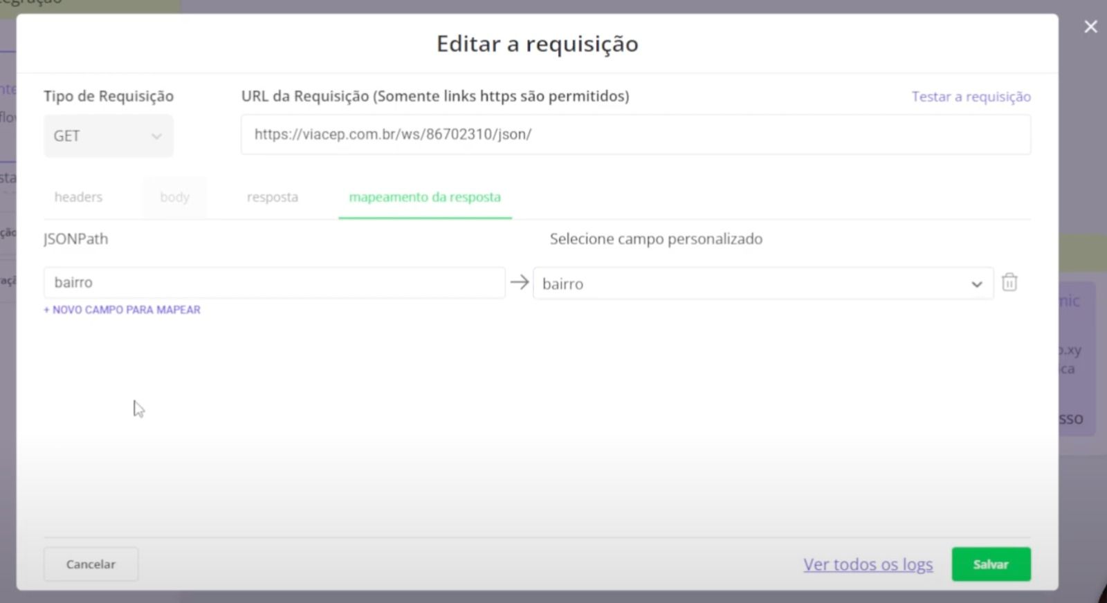 mapa resposta Bloco de Integração