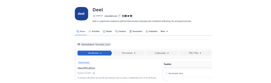 Deel partner page showing the groups linked to its workflow