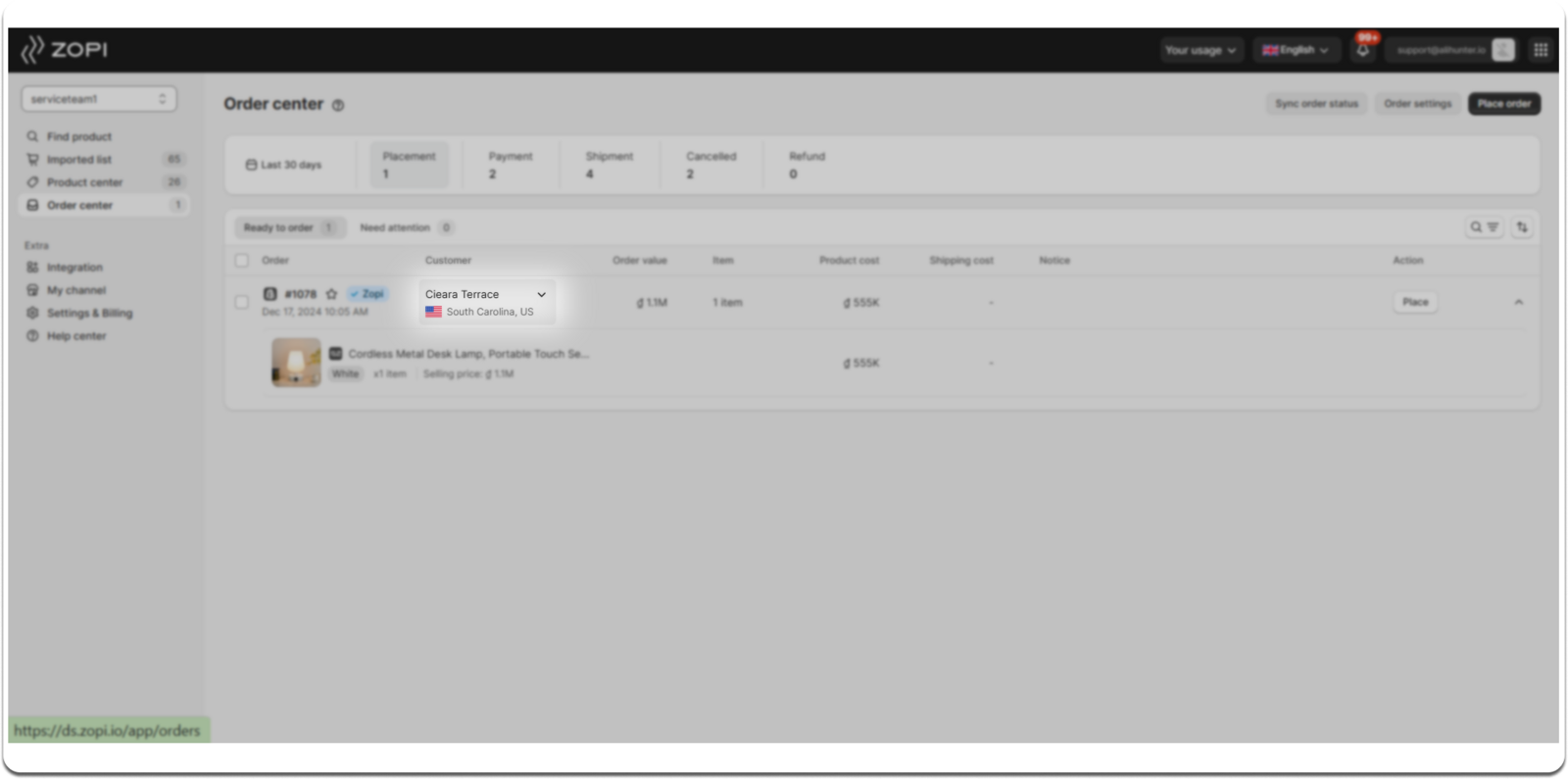 Zopi App Order Center