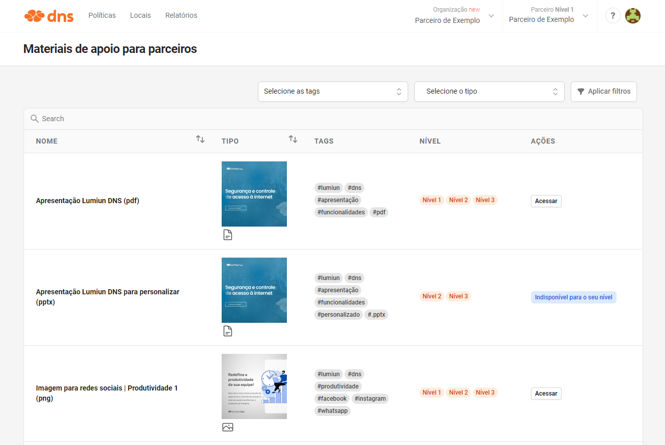 Materiais de apoio para parceiros