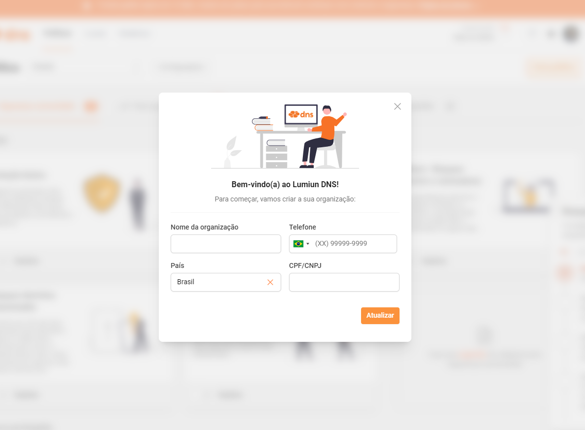 Primeiro passo do onboarding