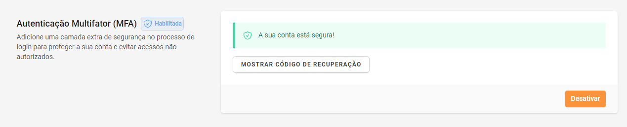 MFA para o usuário
