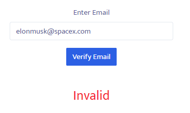 Email verification result