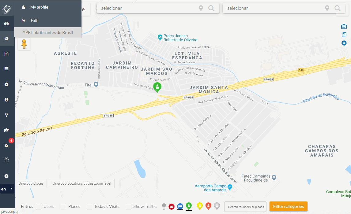 Rota Planejada e Rota Realizada