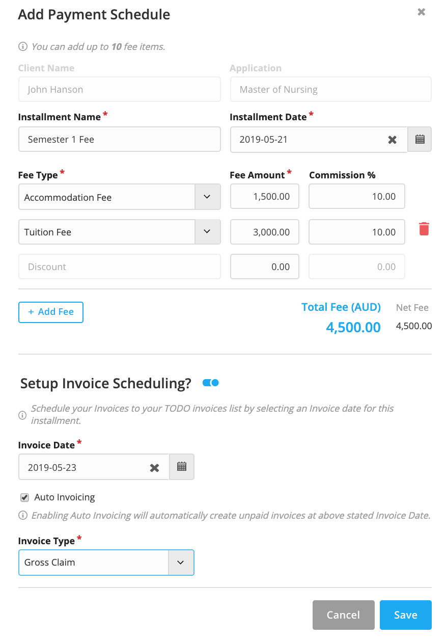 Add a Payment Schedule
