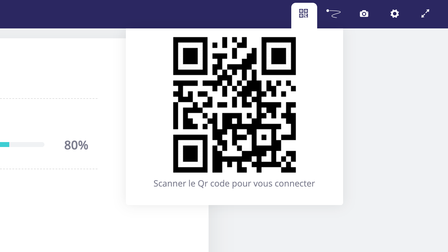 Affichage du QR Code sur l'écran de projection